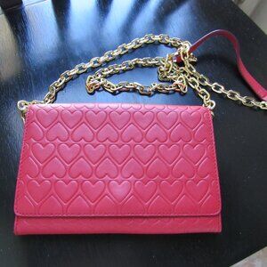 Tory Burch Heart embossed Red Leather Crossbody Purse